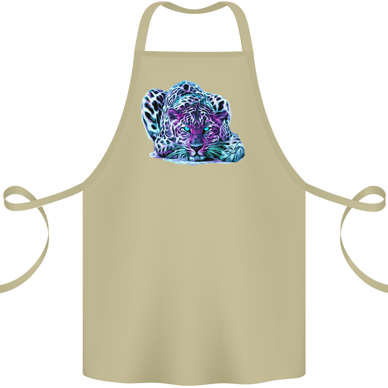Cololurful Leopard Wild Cat Panther Cotton Apron 100% Organic Khaki