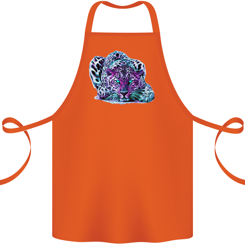 Cololurful Leopard Wild Cat Panther Cotton Apron 100% Organic Orange