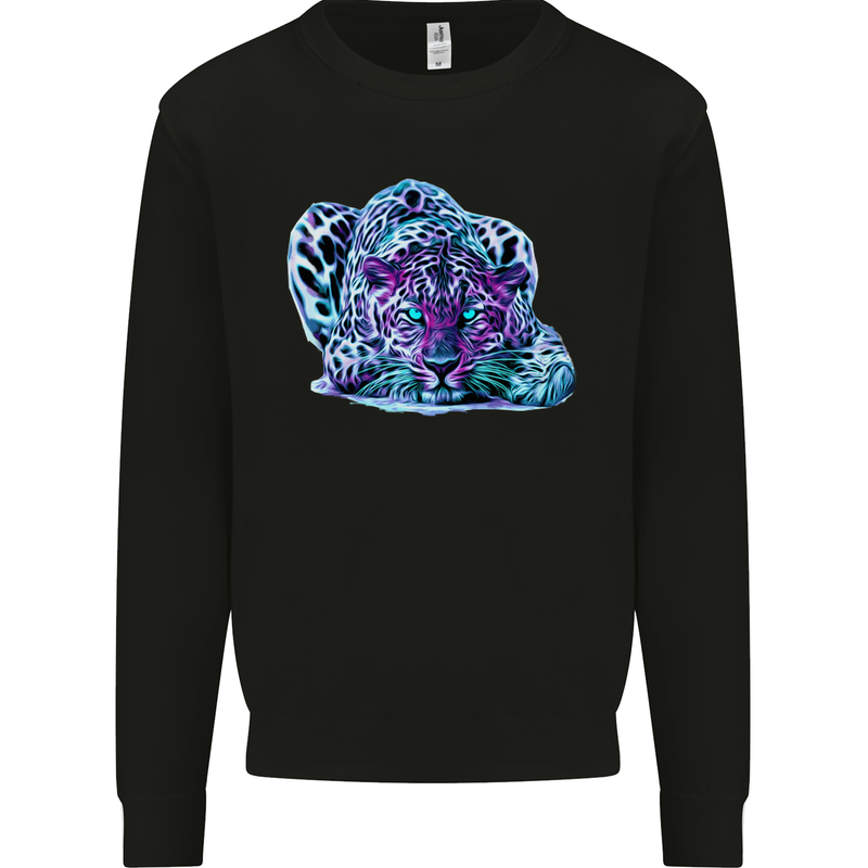 Cololurful Leopard Wild Cat Panther Kids Sweatshirt Jumper Black