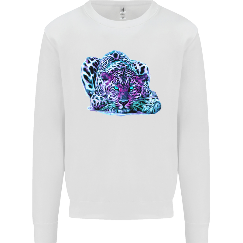 Cololurful Leopard Wild Cat Panther Kids Sweatshirt Jumper White