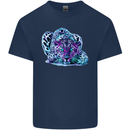 Cololurful Leopard Wild Cat Panther Kids T-Shirt Childrens Navy Blue