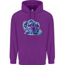 Cololurful Leopard Wild Cat Panther Mens 80% Cotton Hoodie Purple