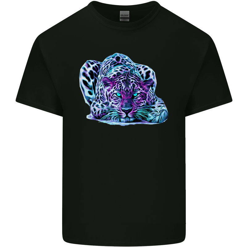Cololurful Leopard Wild Cat Panther Mens Cotton T-Shirt Tee Top Black