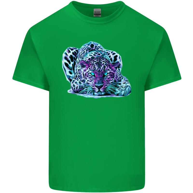 Cololurful Leopard Wild Cat Panther Mens Cotton T-Shirt Tee Top Irish Green