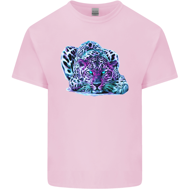Cololurful Leopard Wild Cat Panther Mens Cotton T-Shirt Tee Top Light Pink
