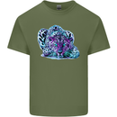 Cololurful Leopard Wild Cat Panther Mens Cotton T-Shirt Tee Top Military Green