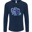 Cololurful Leopard Wild Cat Panther Mens Long Sleeve T-Shirt Navy Blue