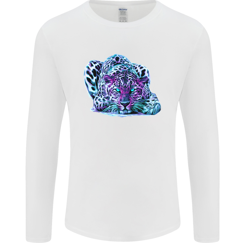 Cololurful Leopard Wild Cat Panther Mens Long Sleeve T-Shirt White