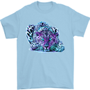 Cololurful Leopard Wild Cat Panther Mens T-Shirt Cotton Gildan Light Blue