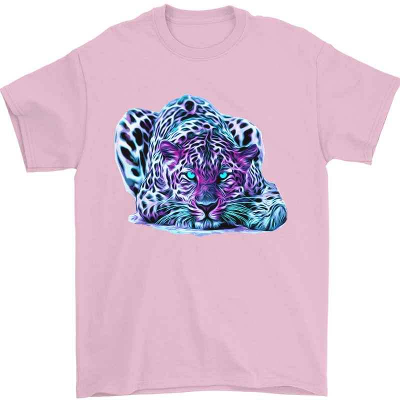Cololurful Leopard Wild Cat Panther Mens T-Shirt Cotton Gildan Light Pink