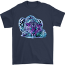 Cololurful Leopard Wild Cat Panther Mens T-Shirt Cotton Gildan Navy Blue