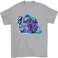 Cololurful Leopard Wild Cat Panther Mens T-Shirt Cotton Gildan Sports Grey