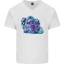 Cololurful Leopard Wild Cat Panther Mens V-Neck Cotton T-Shirt White