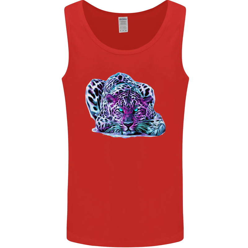 Cololurful Leopard Wild Cat Panther Mens Vest Tank Top Red