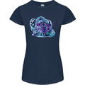Cololurful Leopard Wild Cat Panther Womens Petite Cut T-Shirt Navy Blue