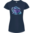 Cololurful Leopard Wild Cat Panther Womens Petite Cut T-Shirt Navy Blue