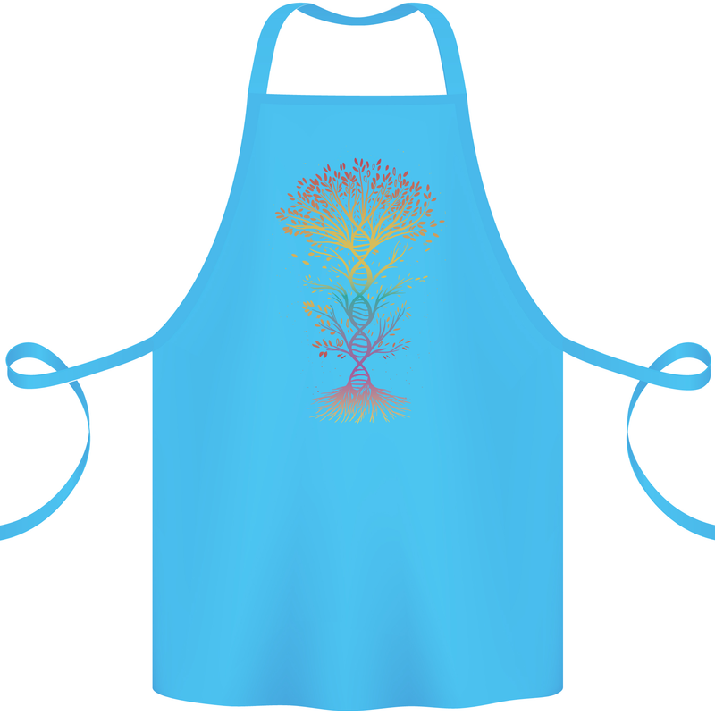 Colourful DNA Tree Biology Science Cotton Apron 100% Organic Turquoise