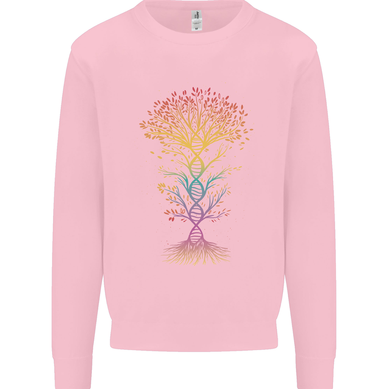 Colourful DNA Tree Biology Science Mens Sweatshirt Jumper Light Pink