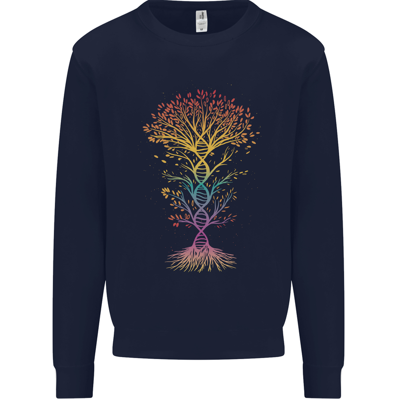 Colourful DNA Tree Biology Science Mens Sweatshirt Jumper Navy Blue