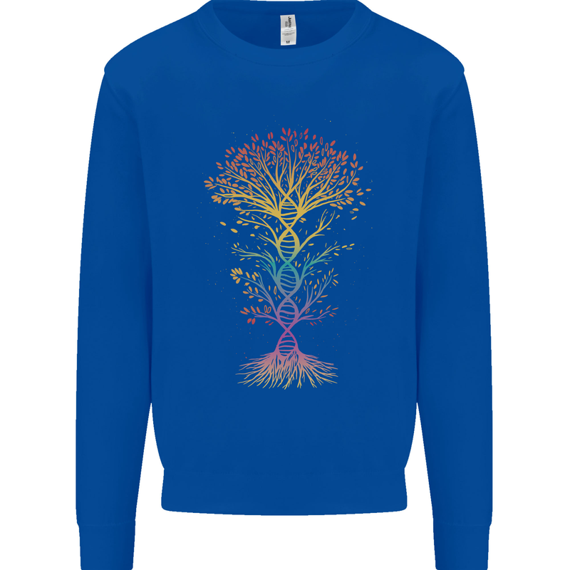 Colourful DNA Tree Biology Science Mens Sweatshirt Jumper Royal Blue