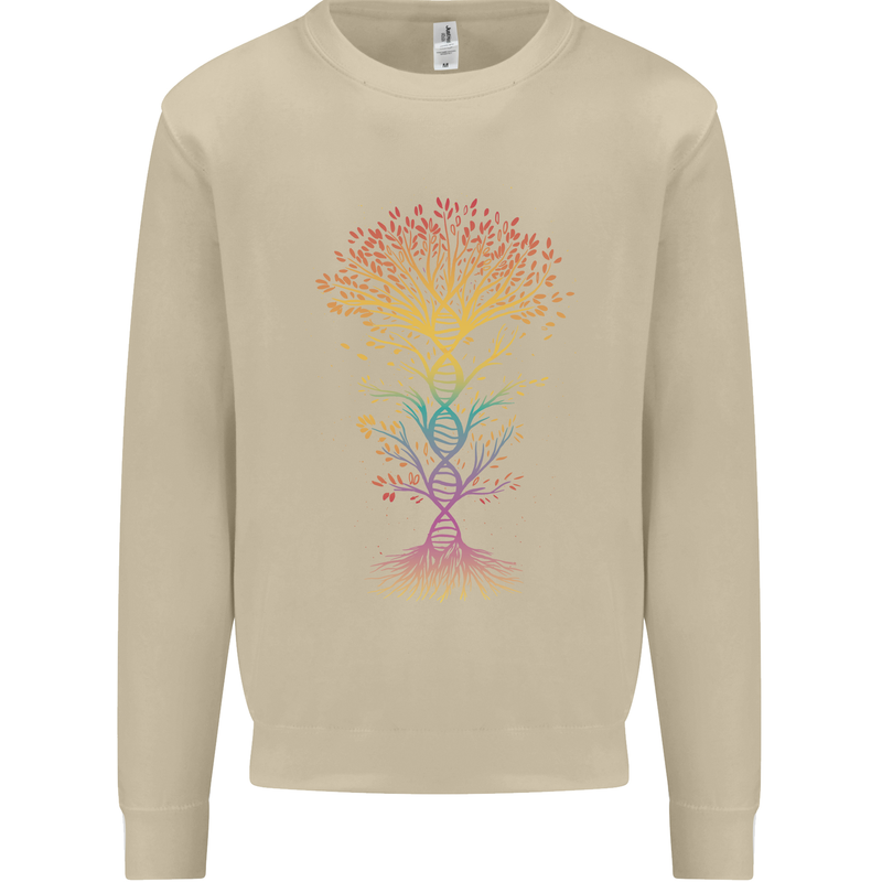 Colourful DNA Tree Biology Science Mens Sweatshirt Jumper Sand