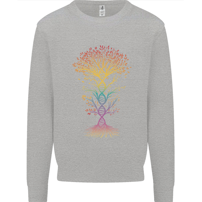 Colourful DNA Tree Biology Science Mens Sweatshirt Jumper Sports Grey