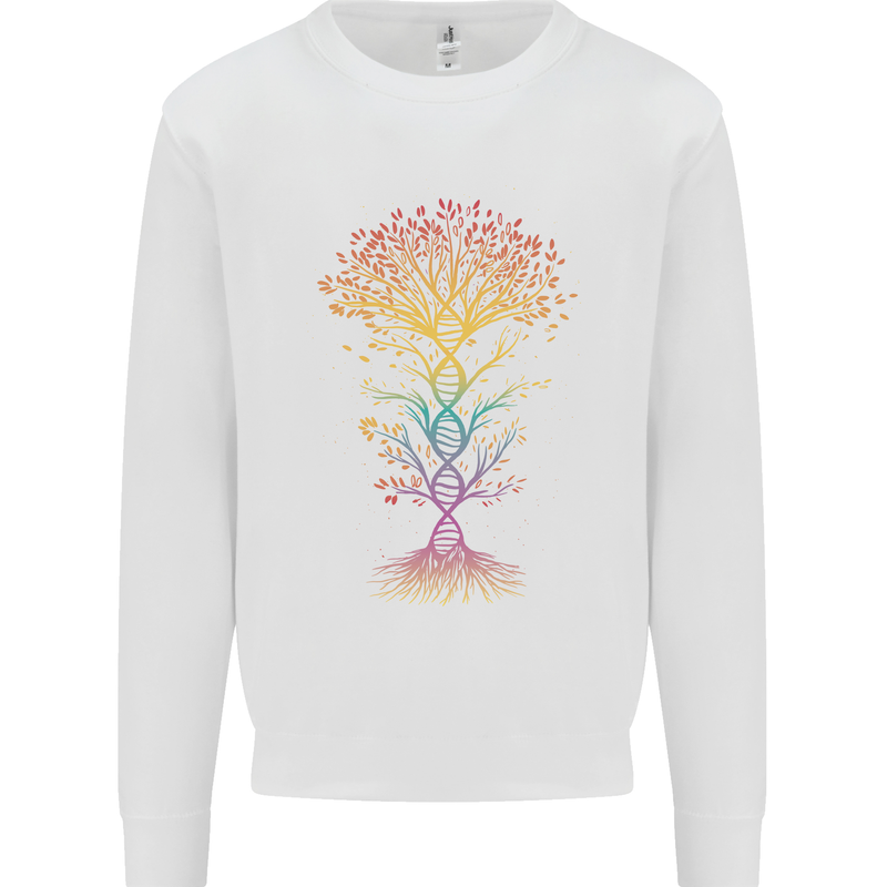 Colourful DNA Tree Biology Science Mens Sweatshirt Jumper White