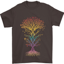 Colourful DNA Tree Biology Science Mens T-Shirt Cotton Gildan Dark Chocolate