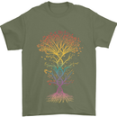 Colourful DNA Tree Biology Science Mens T-Shirt Cotton Gildan Military Green