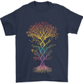 Colourful DNA Tree Biology Science Mens T-Shirt Cotton Gildan Navy Blue