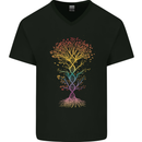 Colourful DNA Tree Biology Science Mens V-Neck Cotton T-Shirt Black