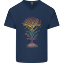 Colourful DNA Tree Biology Science Mens V-Neck Cotton T-Shirt Navy Blue