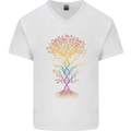 Colourful DNA Tree Biology Science Mens V-Neck Cotton T-Shirt White