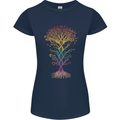 Colourful DNA Tree Biology Science Womens Petite Cut T-Shirt Navy Blue