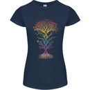 Colourful DNA Tree Biology Science Womens Petite Cut T-Shirt Navy Blue