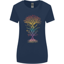 Colourful DNA Tree Biology Science Womens Wider Cut T-Shirt Navy Blue
