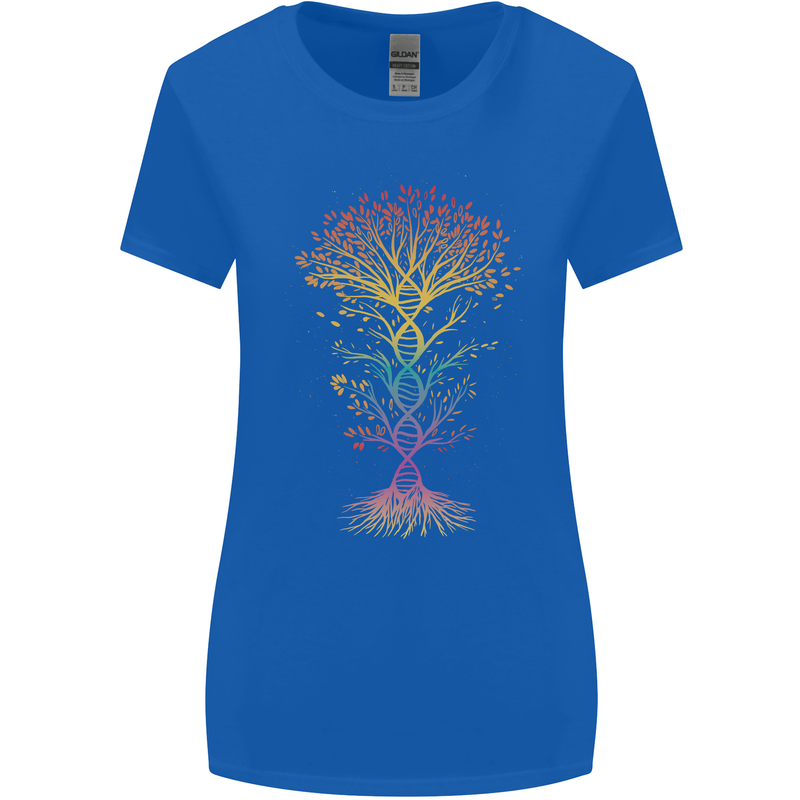 Colourful DNA Tree Biology Science Womens Wider Cut T-Shirt Royal Blue