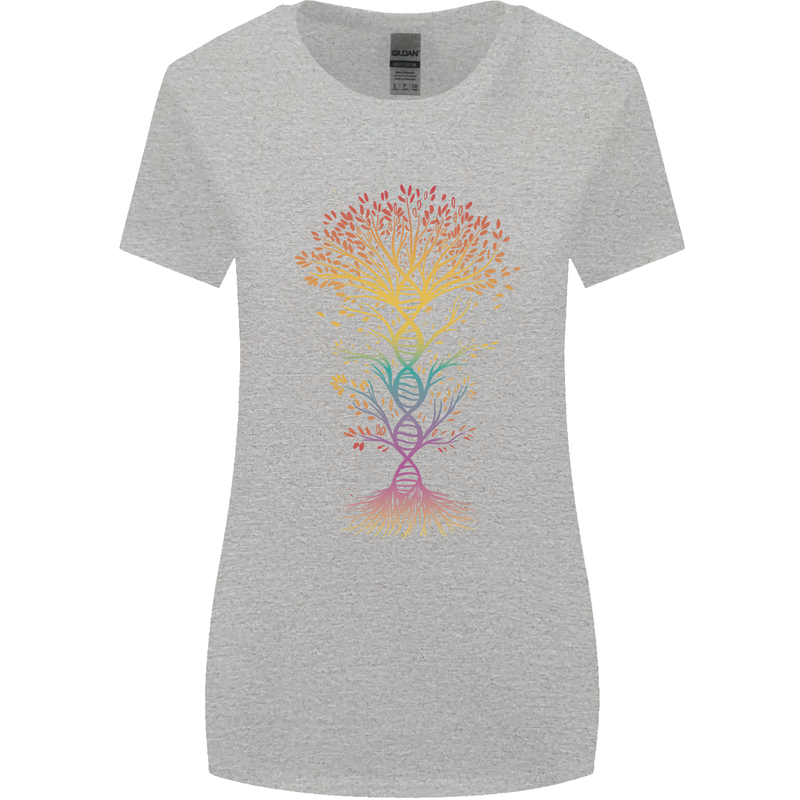 Colourful DNA Tree Biology Science Womens Wider Cut T-Shirt Sports Grey