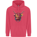 Colourful Highland Cow Childrens Kids Hoodie Heliconia