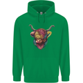 Colourful Highland Cow Childrens Kids Hoodie Irish Green