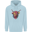 Colourful Highland Cow Childrens Kids Hoodie Light Blue
