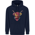 Colourful Highland Cow Childrens Kids Hoodie Navy Blue