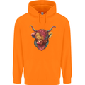 Colourful Highland Cow Childrens Kids Hoodie Orange