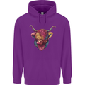 Colourful Highland Cow Childrens Kids Hoodie Purple