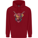 Colourful Highland Cow Childrens Kids Hoodie Red