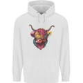 Colourful Highland Cow Childrens Kids Hoodie White