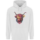 Colourful Highland Cow Childrens Kids Hoodie White