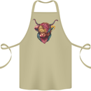 Colourful Highland Cow Cotton Apron 100% Organic Khaki