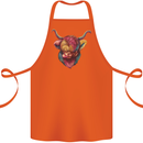 Colourful Highland Cow Cotton Apron 100% Organic Orange