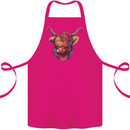 Colourful Highland Cow Cotton Apron 100% Organic Pink